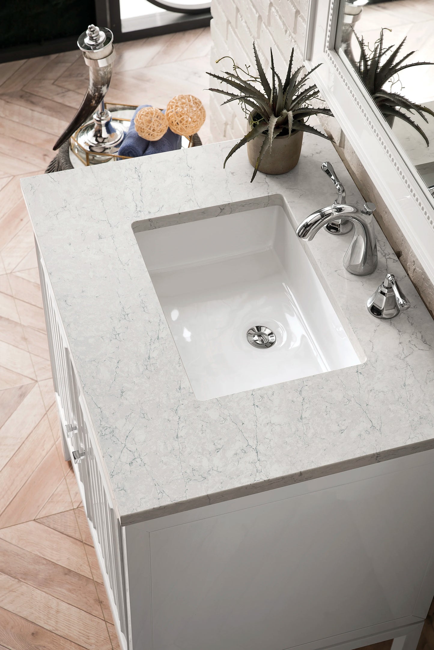 Renovate for Less Atlanta Athens 30" Single Vanity, Glossy White w/ 3 CM Eternal Jasmine Pearl Silestone Top, view 4