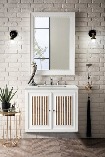 Renovate for Less Atlanta Athens 30" Single Vanity, Glossy White w/ 3 CM Eternal Jasmine Pearl Silestone Top, view 7