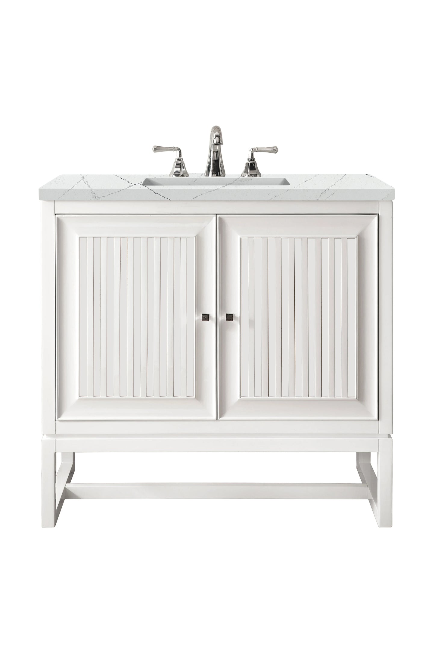 Renovate for Less Atlanta Athens 30" Single Vanity, Glossy White w/ 3 CM Ethereal Noctis Top