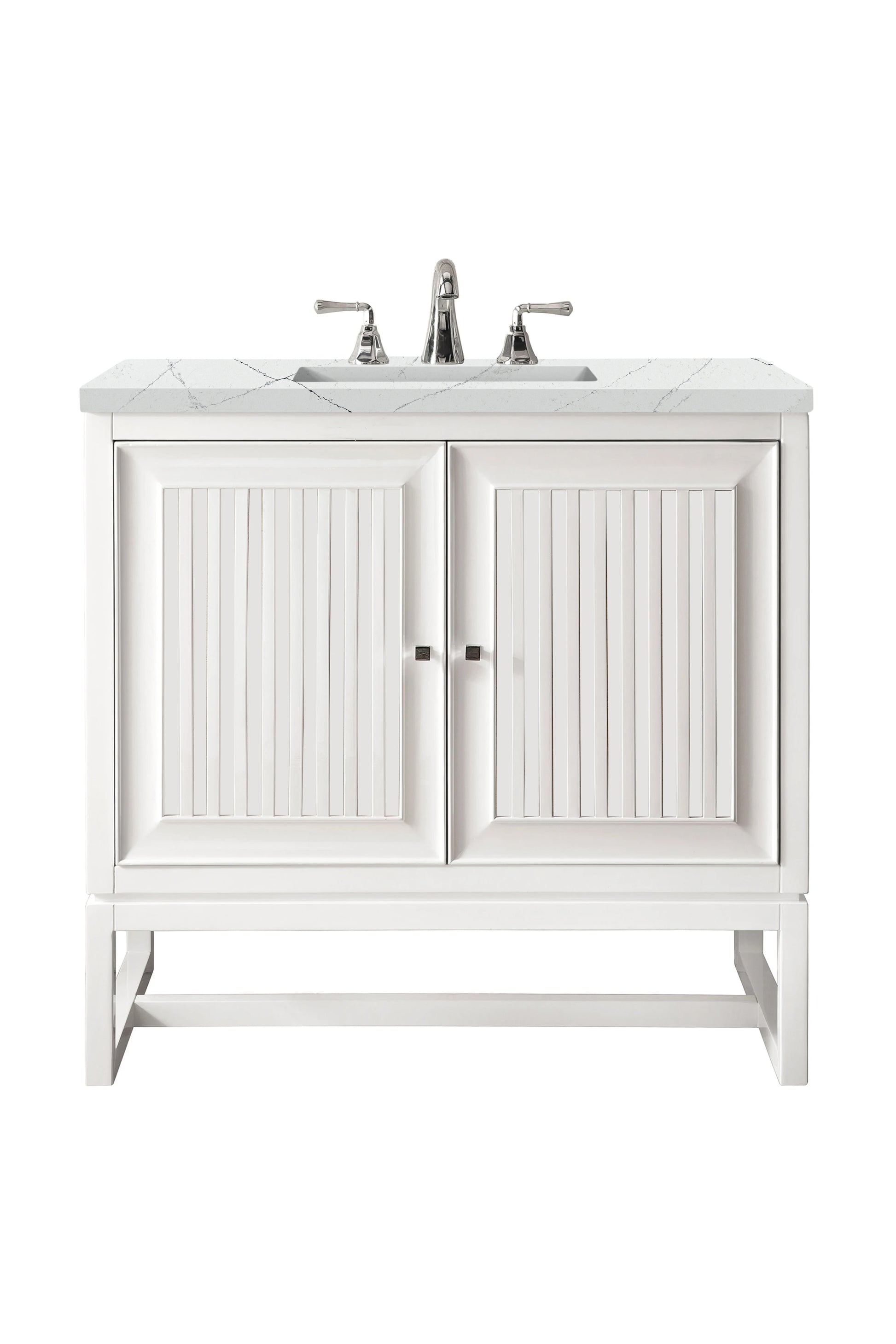 Renovate for Less Atlanta Athens 30" Single Vanity, Glossy White w/ 3 CM Ethereal Noctis Top