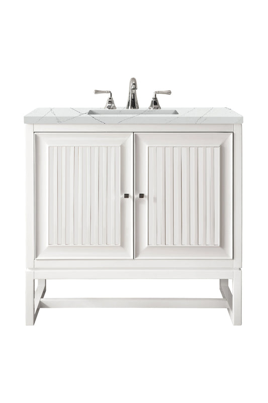 Renovate for Less Atlanta Athens 30" Single Vanity, Glossy White w/ 3 CM Ethereal Noctis Top