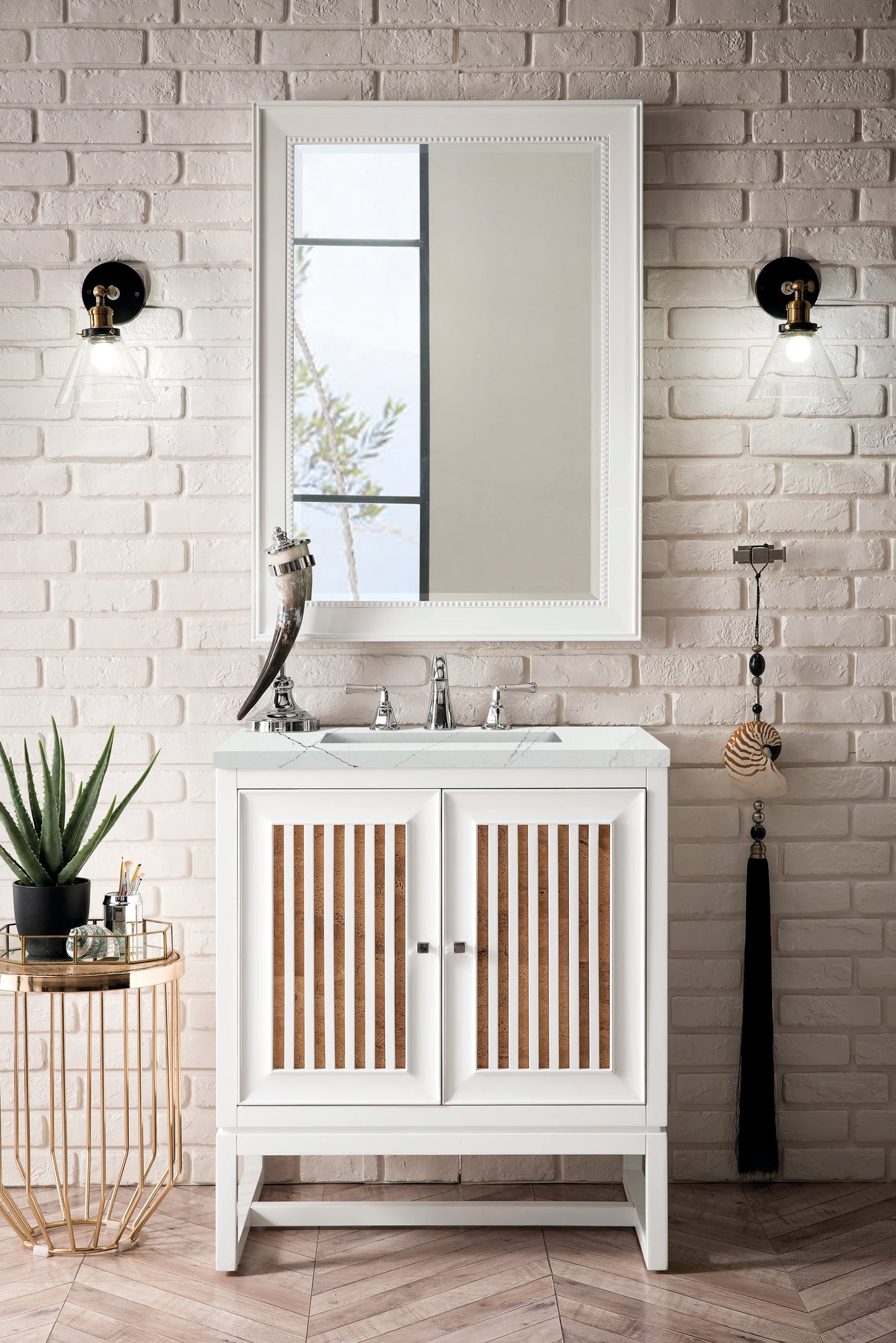 Renovate for Less Atlanta Athens 30" Single Vanity, Glossy White w/ 3 CM Ethereal Noctis Top, view 2