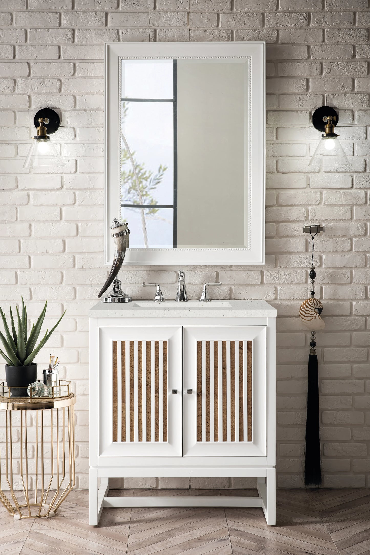 Renovate for Less Atlanta Athens 30" Single Vanity, Glossy White w/ 3 CM Lime Delight Silestone Top, view 3