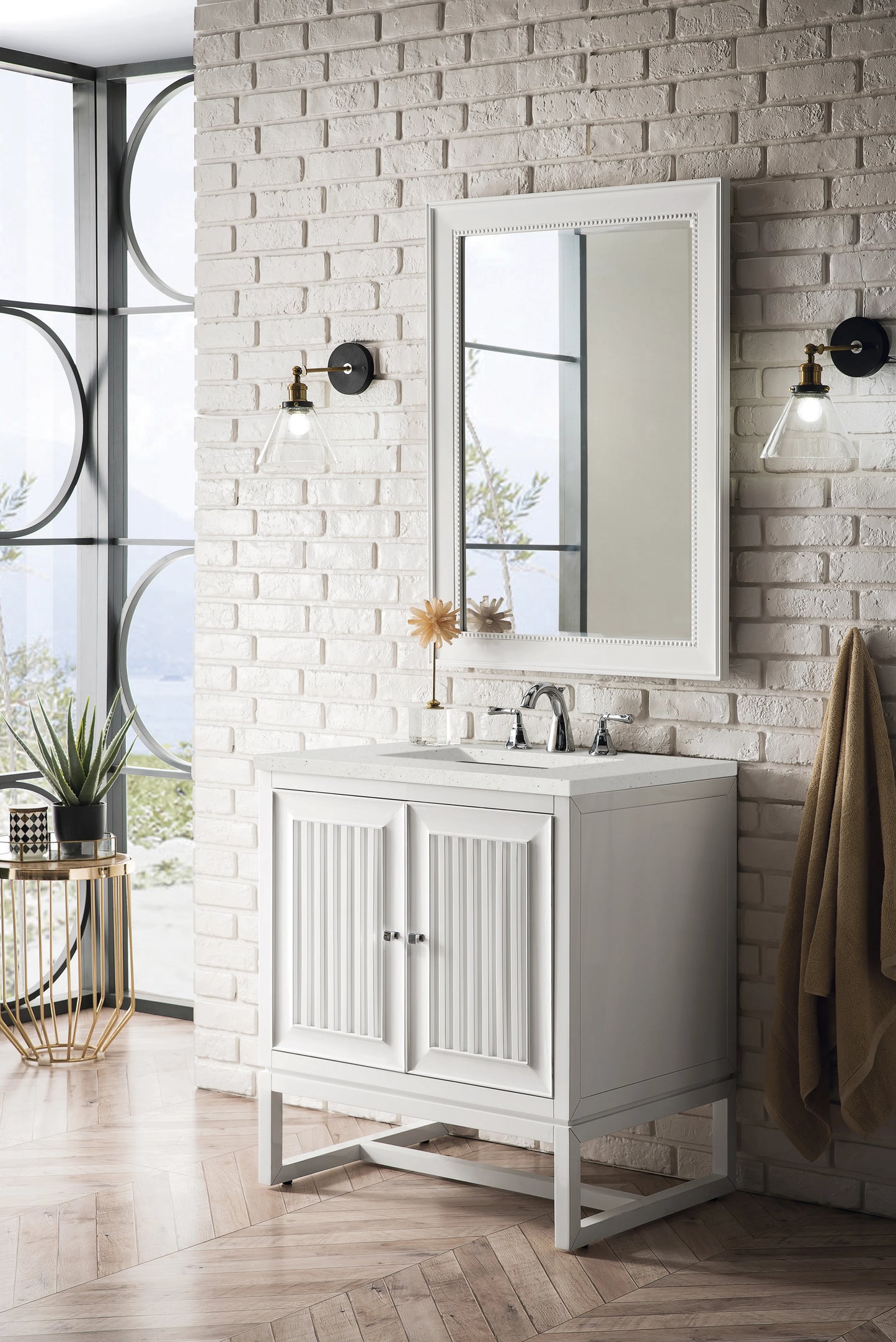 Renovate for Less Atlanta Athens 30" Single Vanity, Glossy White w/ 3 CM Lime Delight Silestone Top, view 4