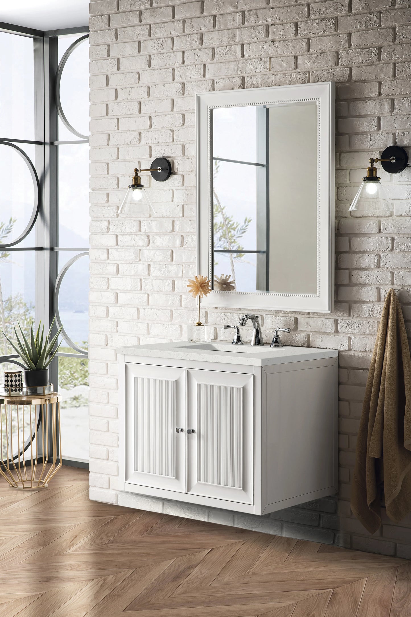 Renovate for Less Atlanta Athens 30" Single Vanity, Glossy White w/ 3 CM Lime Delight Silestone Top, view 5