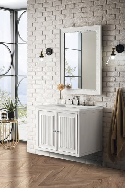 Renovate for Less Atlanta Athens 30" Single Vanity, Glossy White w/ 3 CM Lime Delight Silestone Top, view 5