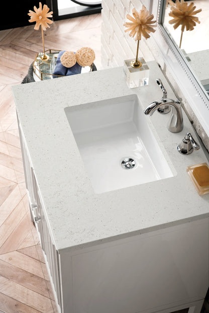 Renovate for Less Atlanta Athens 30" Single Vanity, Glossy White w/ 3 CM Lime Delight Silestone Top, view 8