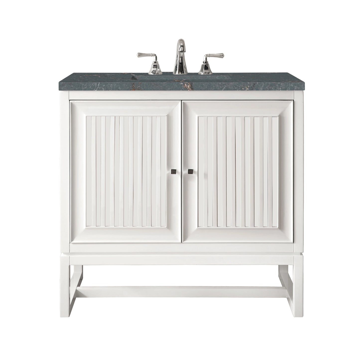 Renovate for Less Atlanta Athens 30" Single Vanity, Glossy White w/ 3 CM Parisien Bleu Silestone Top