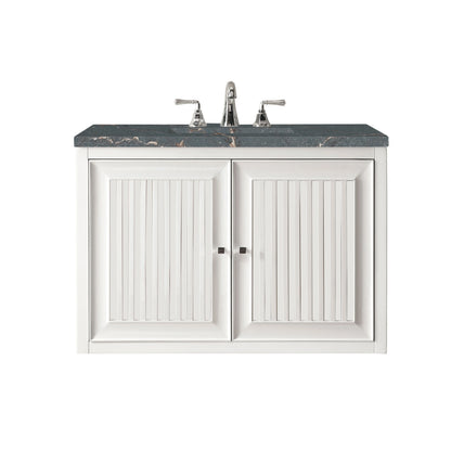 Renovate for Less Atlanta Athens 30" Single Vanity, Glossy White w/ 3 CM Parisien Bleu Silestone Top, view 2