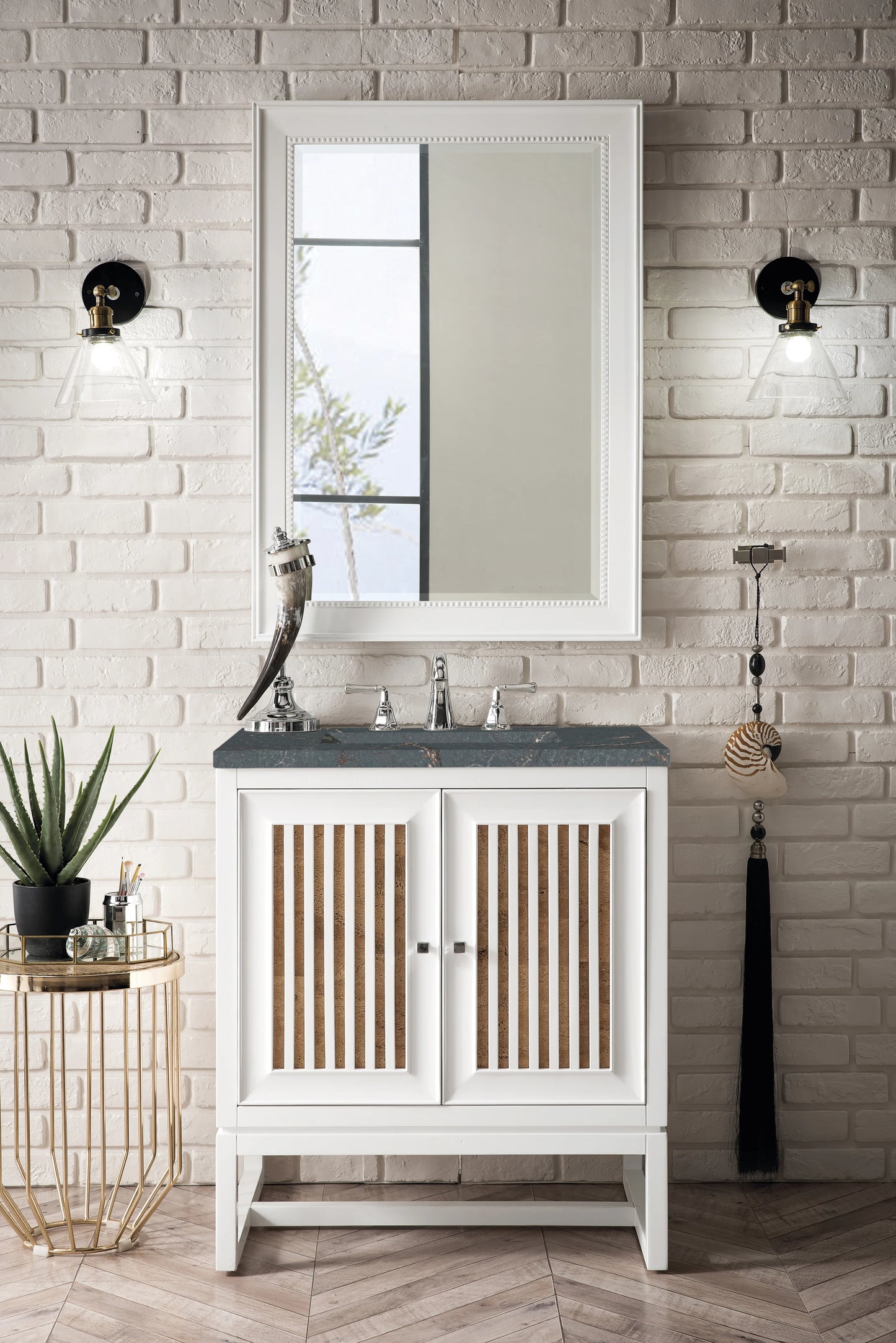Renovate for Less Atlanta Athens 30" Single Vanity, Glossy White w/ 3 CM Parisien Bleu Silestone Top, view 3