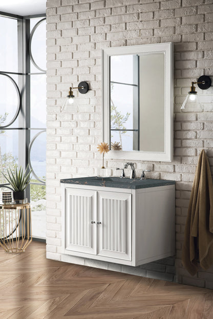 Renovate for Less Atlanta Athens 30" Single Vanity, Glossy White w/ 3 CM Parisien Bleu Silestone Top, view 5