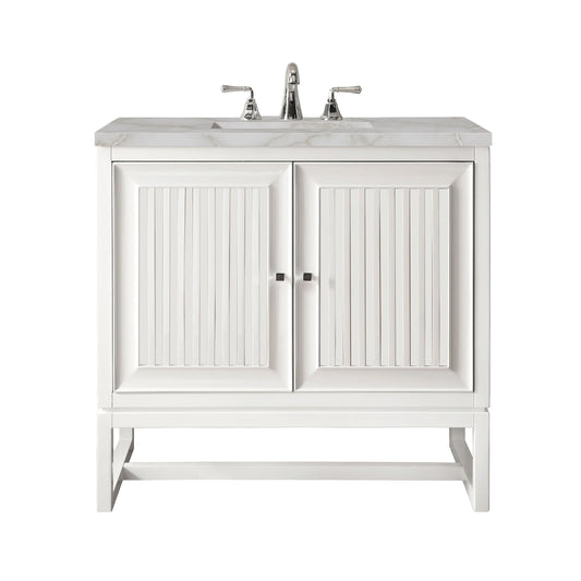 Renovate for Less Atlanta Athens 30" Single Vanity, Glossy White w/ 3 CM Victorian Silver Silestone Top