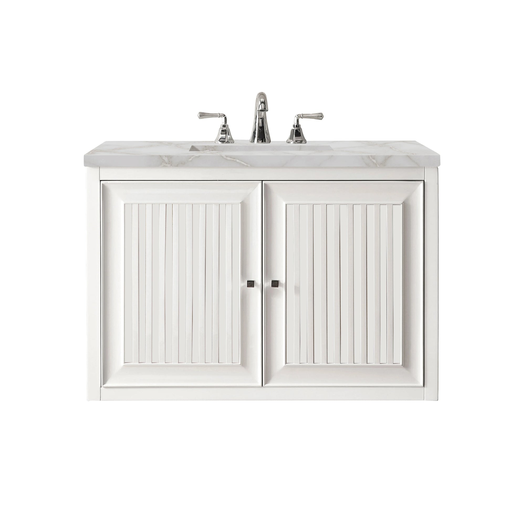 Renovate for Less Atlanta Athens 30" Single Vanity, Glossy White w/ 3 CM Victorian Silver Silestone Top, view 2