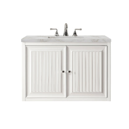 Renovate for Less Atlanta Athens 30" Single Vanity, Glossy White w/ 3 CM Victorian Silver Silestone Top, view 2