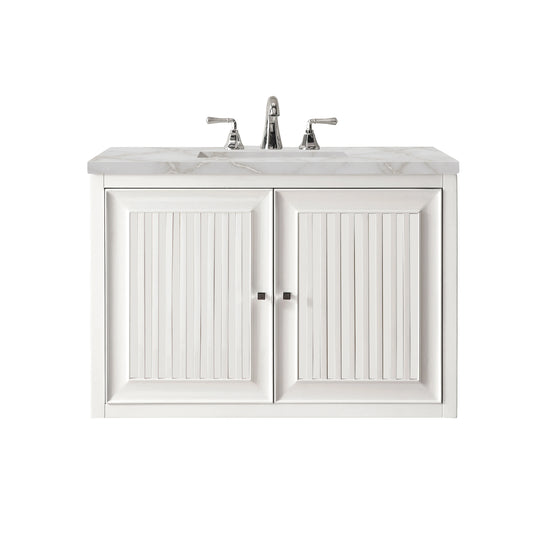 Renovate for Less Atlanta Athens 30" Single Vanity, Glossy White w/ 3 CM Victorian Silver Silestone Top, view 2