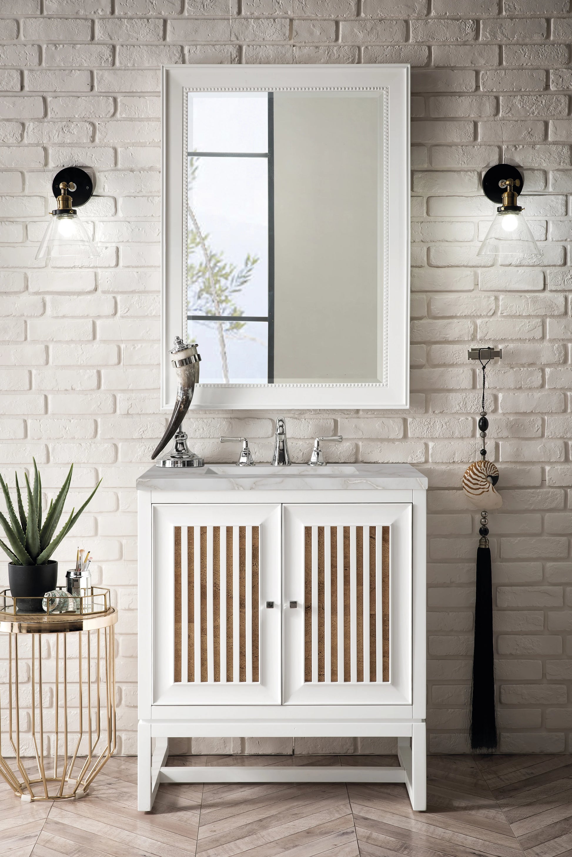 Renovate for Less Atlanta Athens 30" Single Vanity, Glossy White w/ 3 CM Victorian Silver Silestone Top, view 3