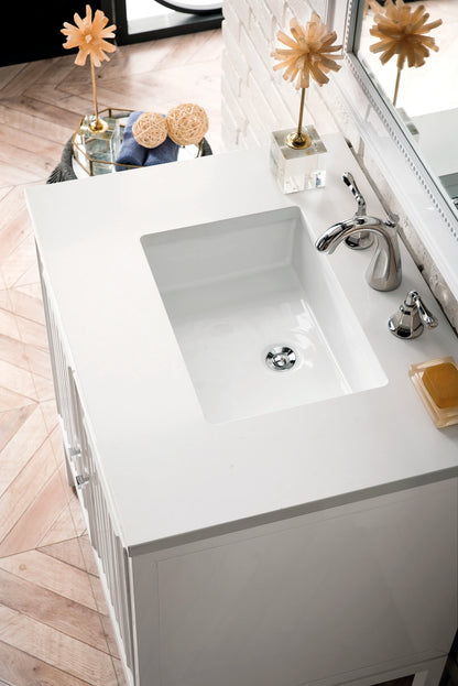Renovate for Less Atlanta Athens 30" Single Vanity, Glossy White w/ 3 CM White Zeus Silestone Top, view 4