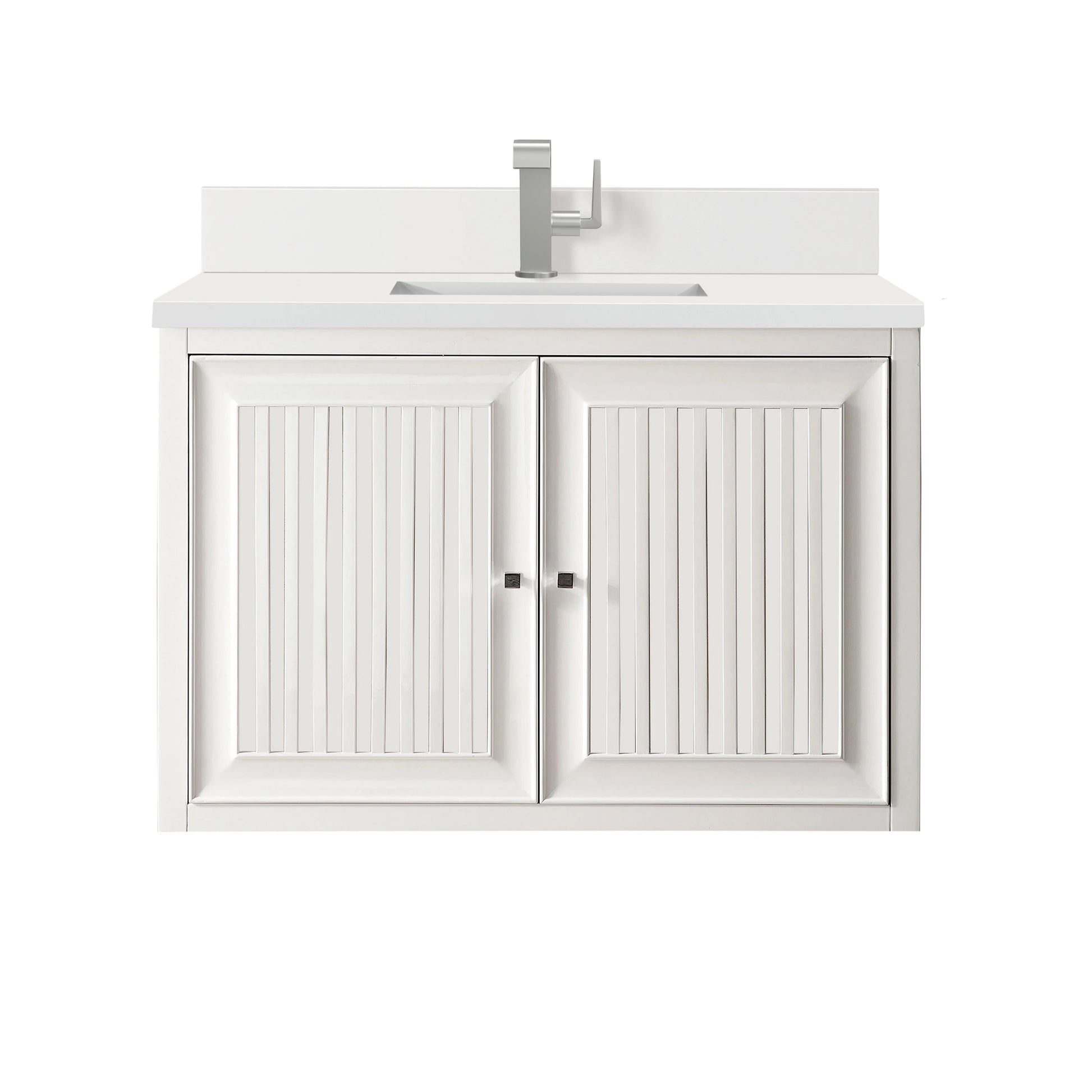 Renovate for Less Atlanta Athens 36" Single Vanity, Glossy White w/ Single Hole 3 CM White Zeus Silestone Top & Backsplash, view 2
