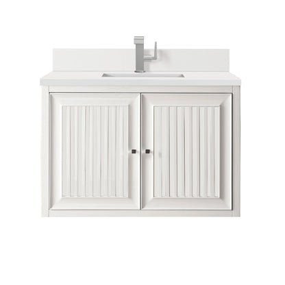 Renovate for Less Atlanta Athens 36" Single Vanity, Glossy White w/ Single Hole 3 CM White Zeus Silestone Top & Backsplash, view 2