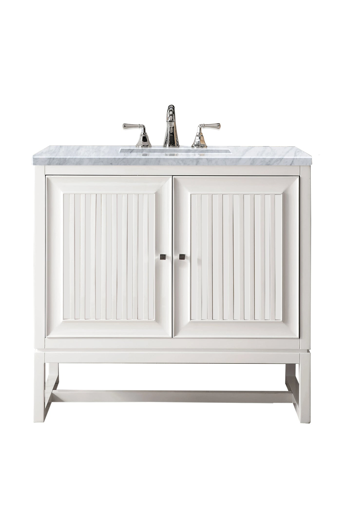 Renovate for Less Atlanta Athens 36" Single Vanity, Glossy White w/ 3 CM Carrara White Top