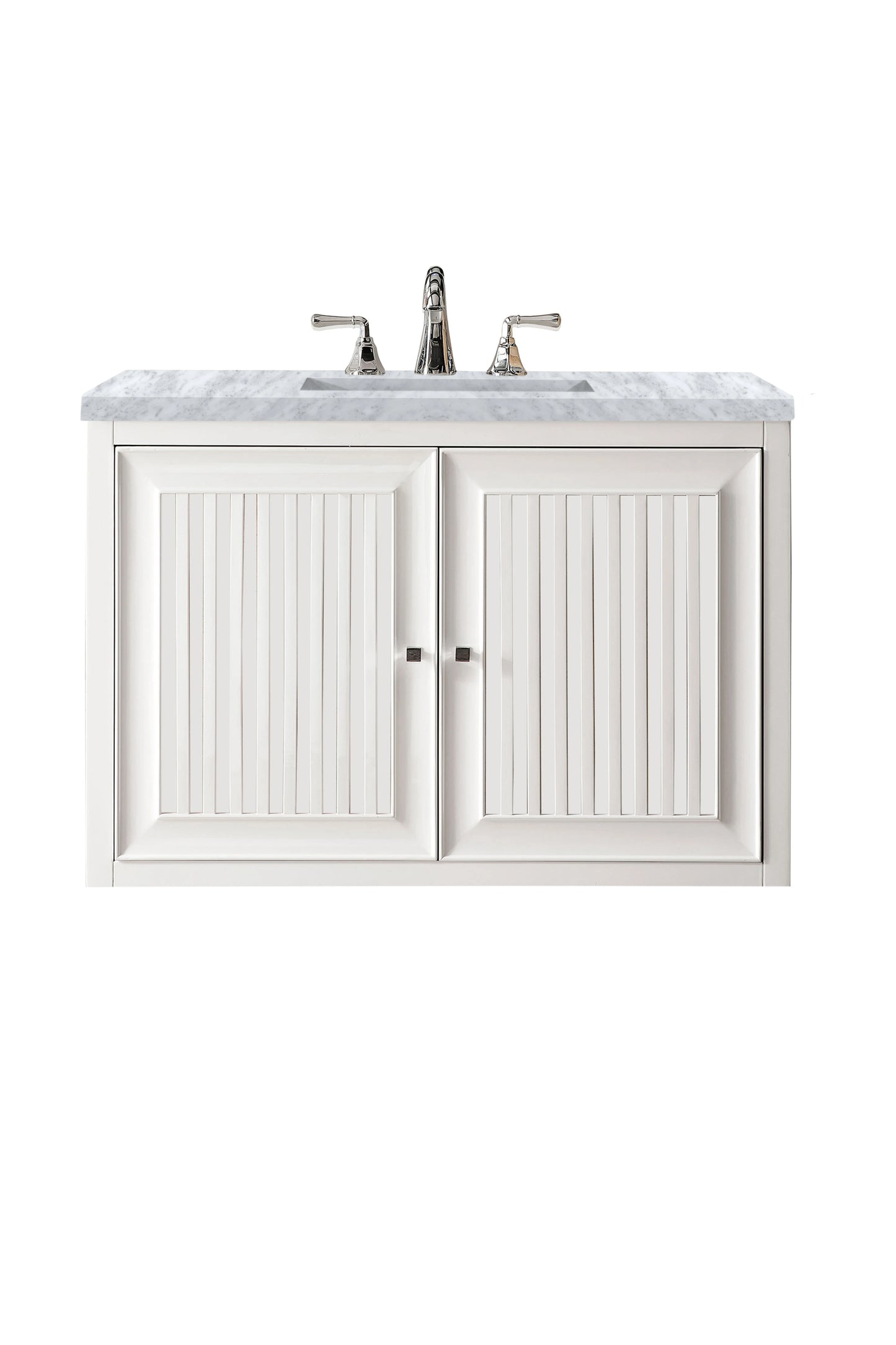 Renovate for Less Atlanta Athens 36" Single Vanity, Glossy White w/ 3 CM Carrara White Top, view 2