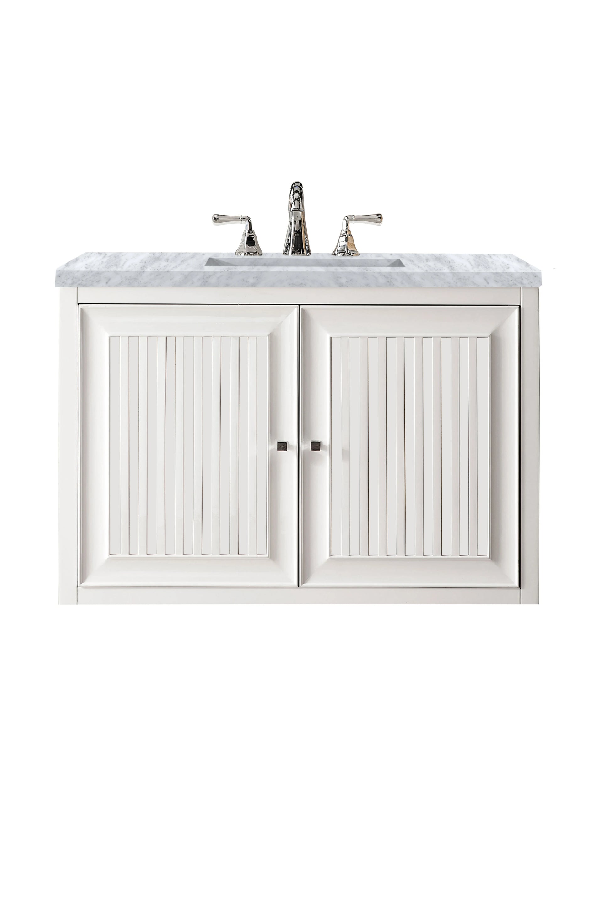 Renovate for Less Atlanta Athens 36" Single Vanity, Glossy White w/ 3 CM Carrara White Top, view 2