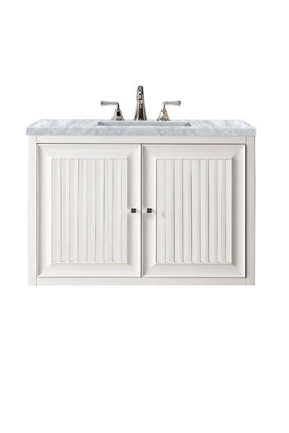 Renovate for Less Atlanta Athens 36" Single Vanity, Glossy White w/ 3 CM Carrara White Top, view 2