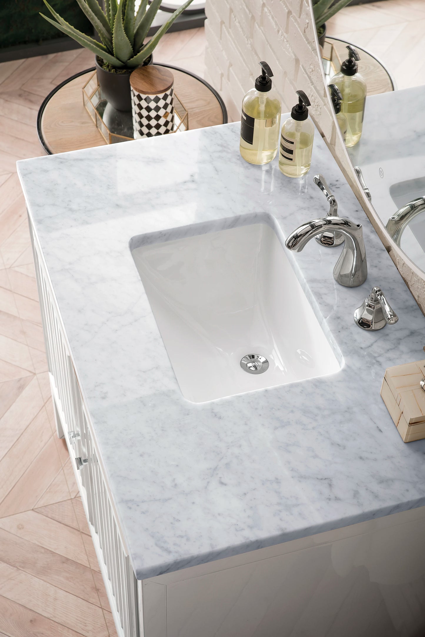 Renovate for Less Atlanta Athens 36" Single Vanity, Glossy White w/ 3 CM Carrara White Top, view 4