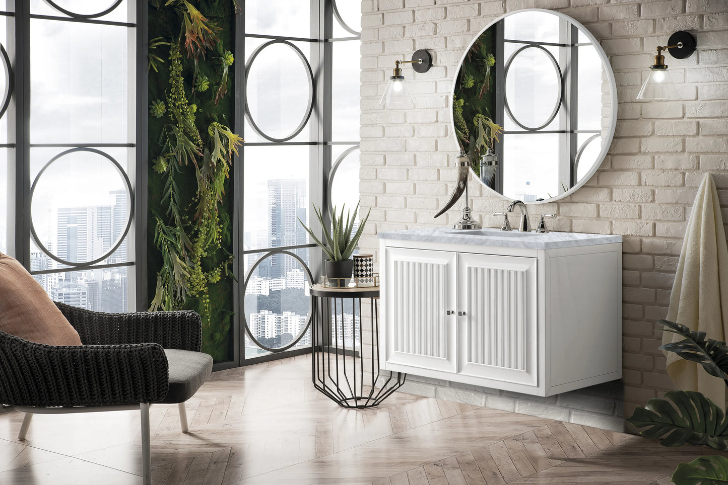 Renovate for Less Atlanta Athens 36" Single Vanity, Glossy White w/ 3 CM Carrara White Top, view 8
