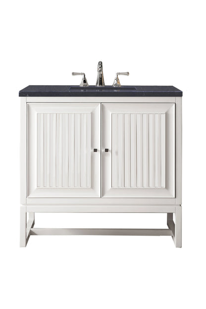 Renovate for Less Atlanta Athens 36" Single Vanity, Glossy White w/ 3 CM Charcoal Soapstone Silestone Top