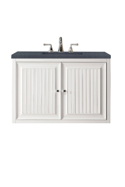 Renovate for Less Atlanta Athens 36" Single Vanity, Glossy White w/ 3 CM Charcoal Soapstone Silestone Top, view 2