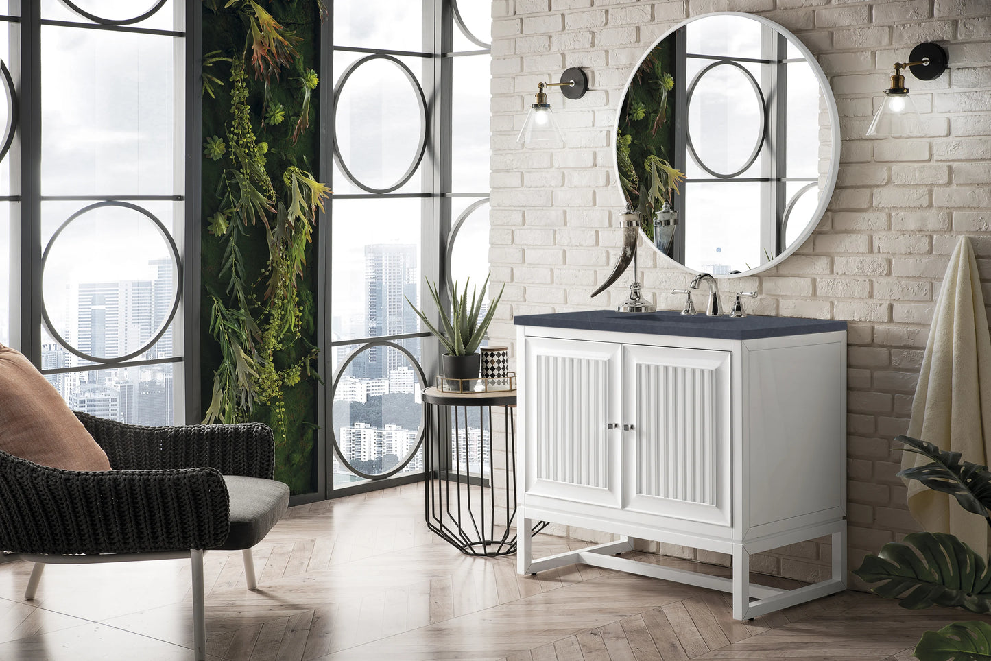 Renovate for Less Atlanta Athens 36" Single Vanity, Glossy White w/ 3 CM Charcoal Soapstone Silestone Top, view 5