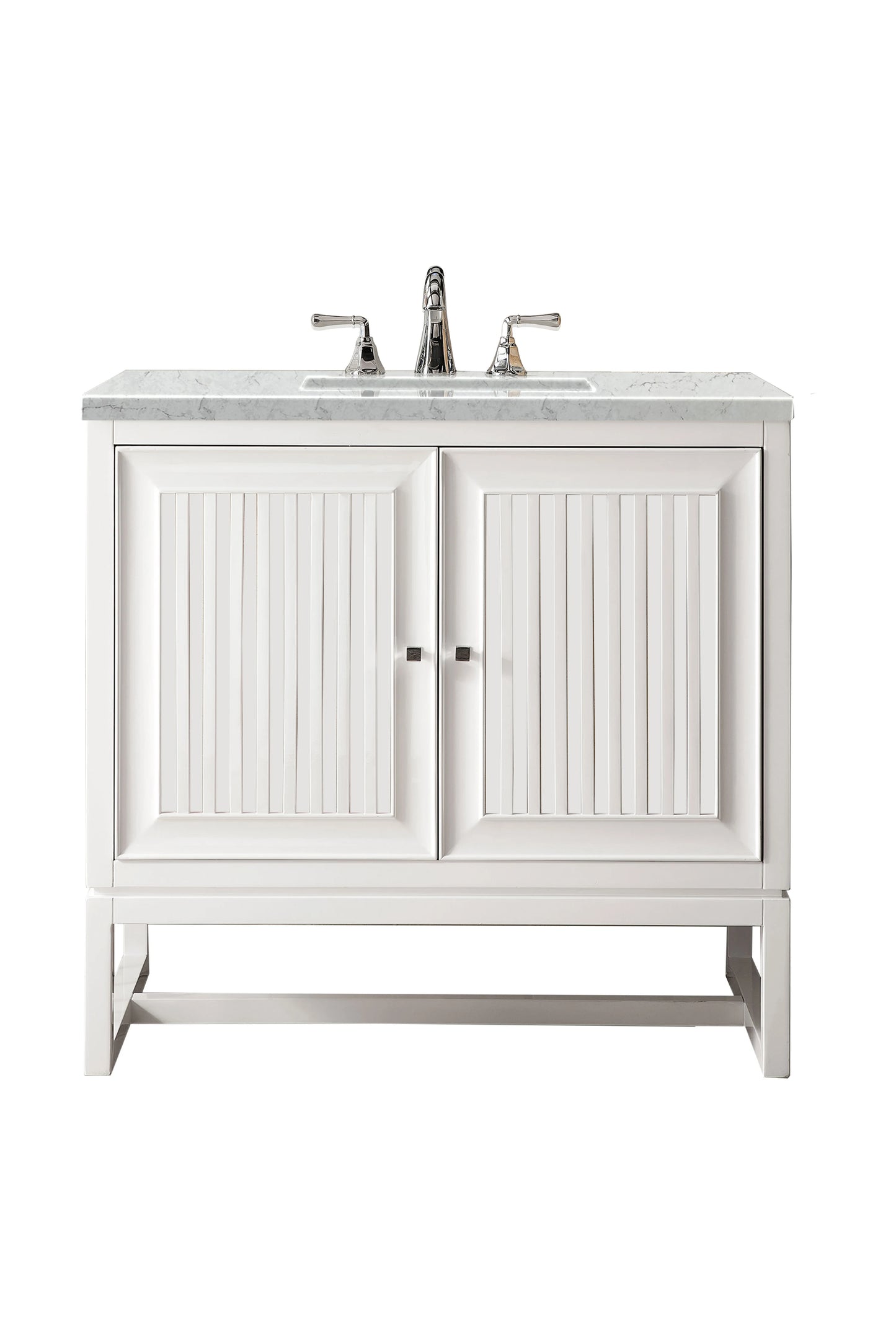Renovate for Less Atlanta Athens 36" Single Vanity, Glossy White w/ 3 CM Eternal Jasmine Pearl Silestone Top