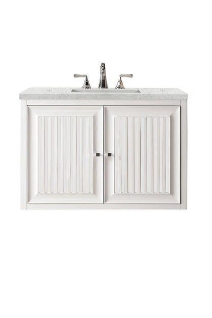 Renovate for Less Atlanta Athens 36" Single Vanity, Glossy White w/ 3 CM Eternal Jasmine Pearl Silestone Top, view 2