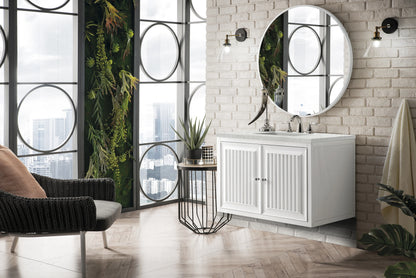 Renovate for Less Atlanta Athens 36" Single Vanity, Glossy White w/ 3 CM Eternal Jasmine Pearl Silestone Top, view 8