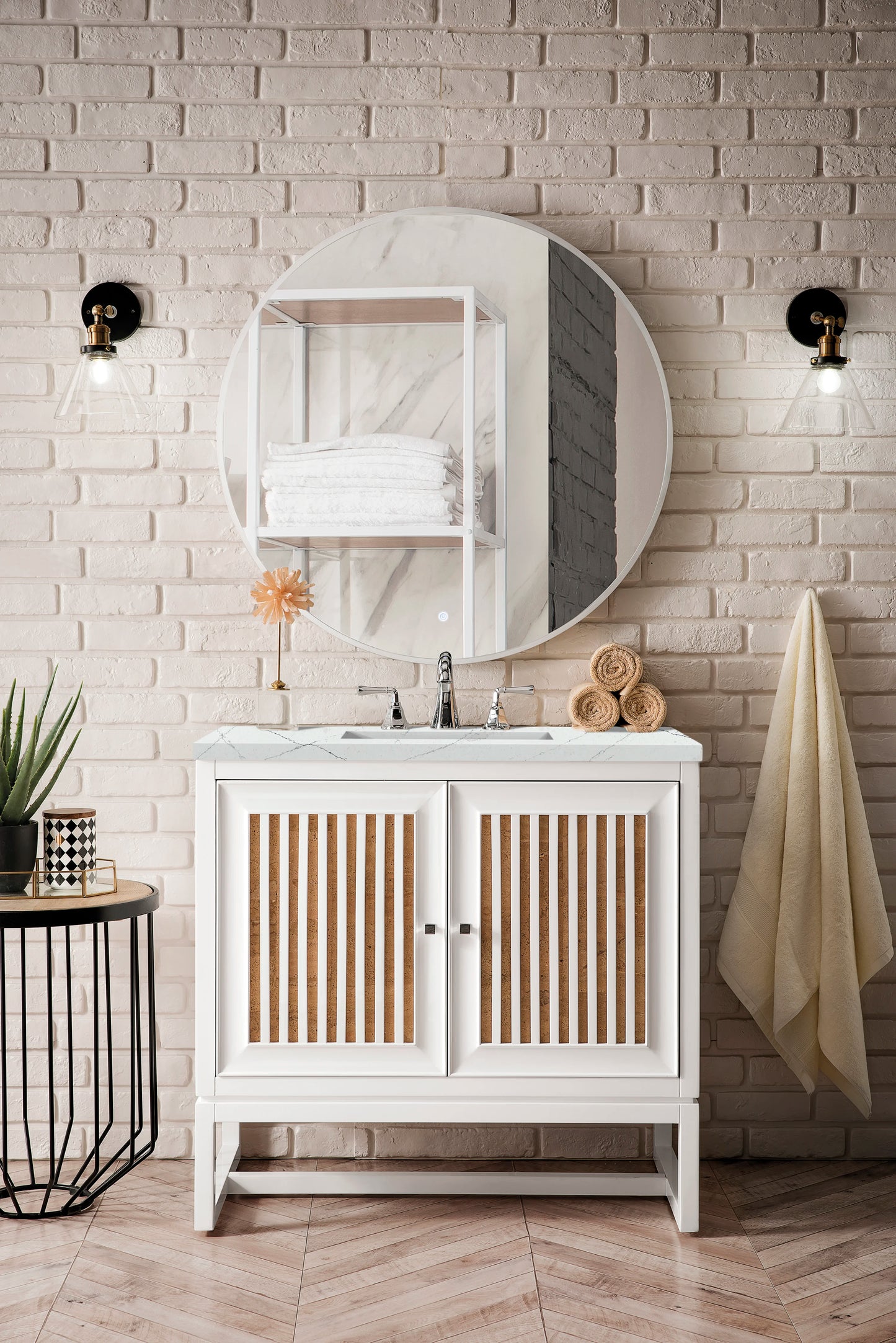 Renovate for Less Atlanta Athens 36" Single Vanity, Glossy White w/ 3 CM Ethereal Noctis Top, view 2