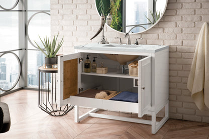 Renovate for Less Atlanta Athens 36" Single Vanity, Glossy White w/ 3 CM Ethereal Noctis Top, view 4
