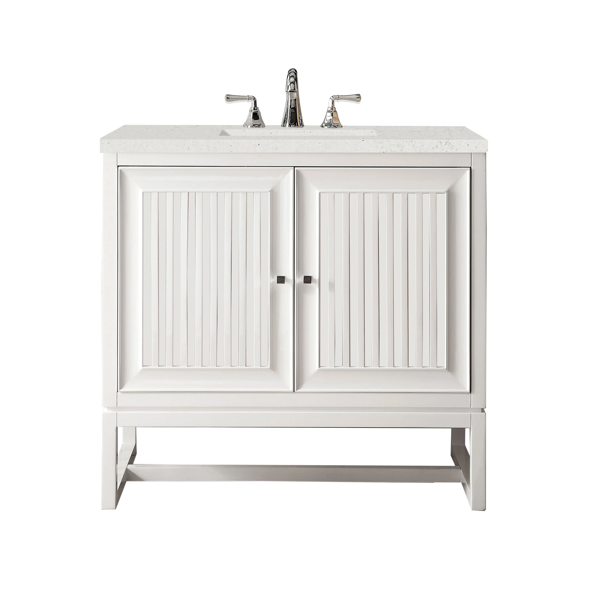 Renovate for Less Atlanta Athens 36" Single Vanity, Glossy White w/ 3 CM Lime Delight Silestone Top