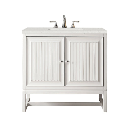 Renovate for Less Atlanta Athens 36" Single Vanity, Glossy White w/ 3 CM Lime Delight Silestone Top