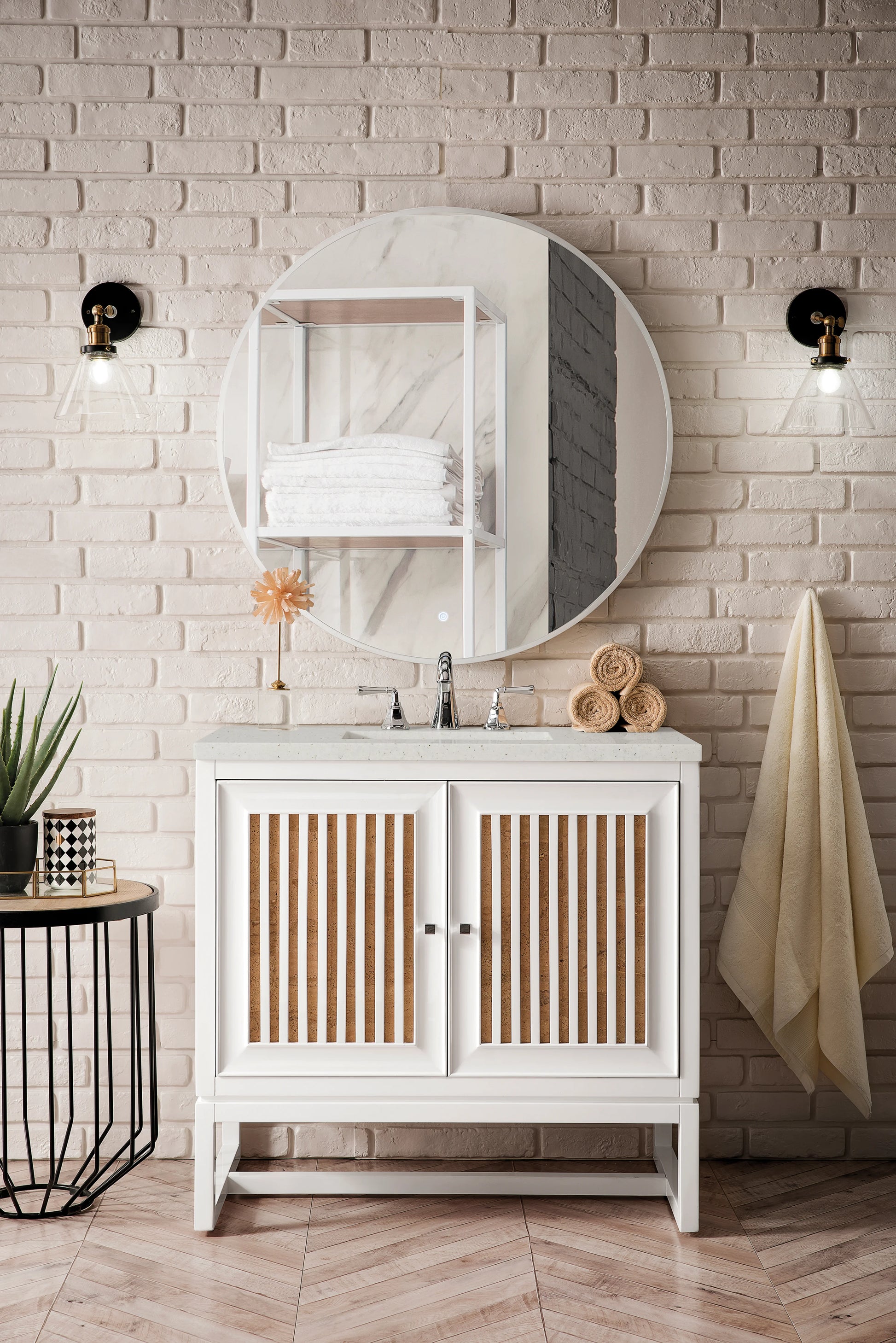 Renovate for Less Atlanta Athens 36" Single Vanity, Glossy White w/ 3 CM Lime Delight Silestone Top, view 3