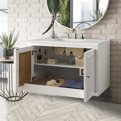 Renovate for Less Atlanta Athens 36" Single Vanity, Glossy White w/ 3 CM Lime Delight Silestone Top, view 7