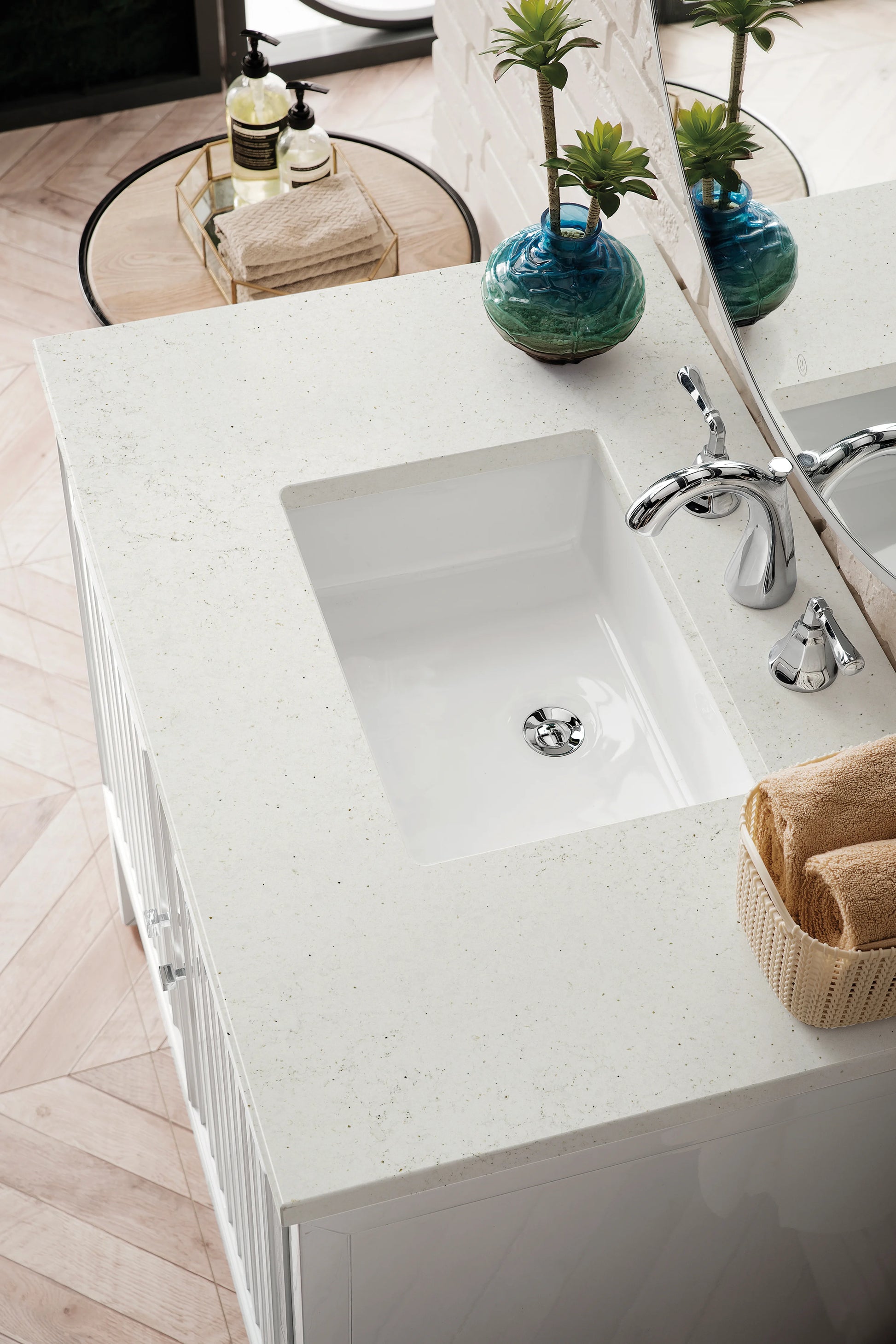 Renovate for Less Atlanta Athens 36" Single Vanity, Glossy White w/ 3 CM Lime Delight Silestone Top, view 8