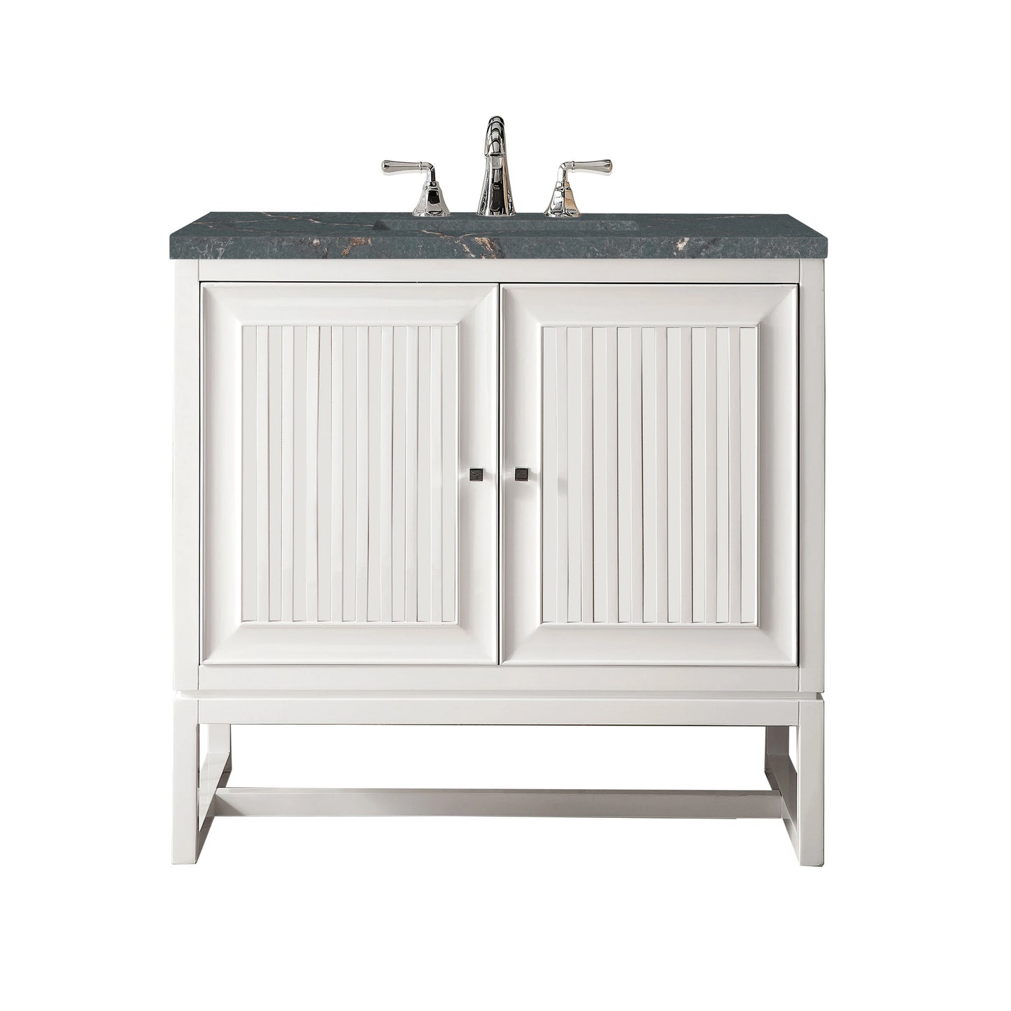 Renovate for Less Atlanta Athens 36" Single Vanity, Glossy White w/ 3 CM Parisien Bleu Silestone Top