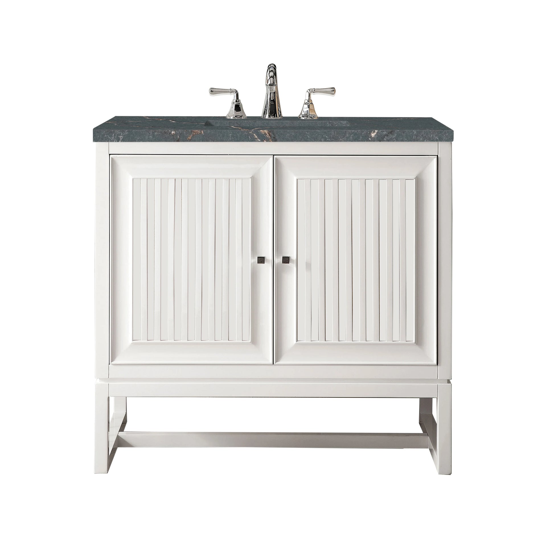 Renovate for Less Atlanta Athens 36" Single Vanity, Glossy White w/ 3 CM Parisien Bleu Silestone Top
