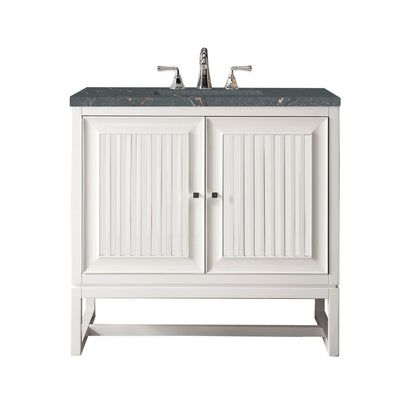 Renovate for Less Atlanta Athens 36" Single Vanity, Glossy White w/ 3 CM Parisien Bleu Silestone Top