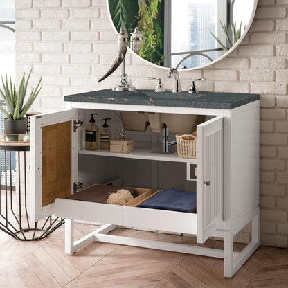 Renovate for Less Atlanta Athens 36" Single Vanity, Glossy White w/ 3 CM Parisien Bleu Silestone Top, view 6