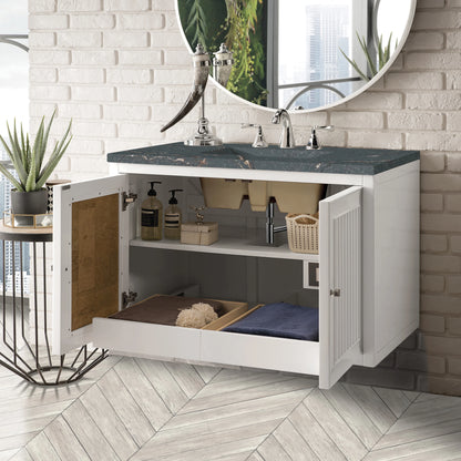Renovate for Less Atlanta Athens 36" Single Vanity, Glossy White w/ 3 CM Parisien Bleu Silestone Top, view 7