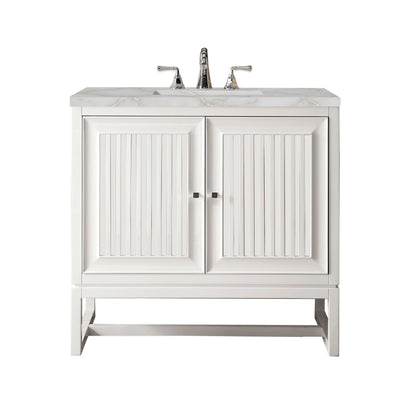 Renovate for Less Atlanta Athens 36" Single Vanity, Glossy White w/ 3 CM Victorian Silver Silestone Top