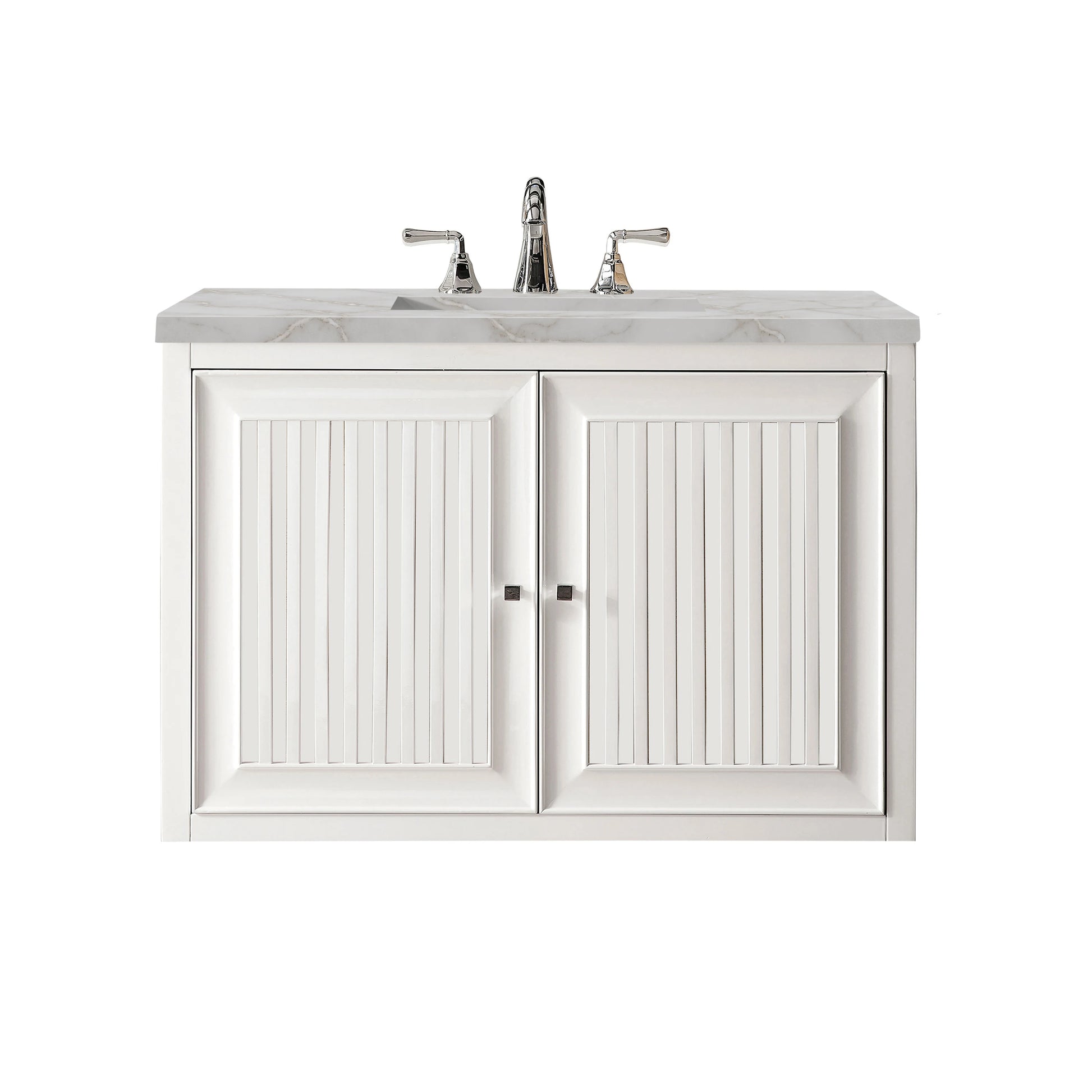 Renovate for Less Atlanta Athens 36" Single Vanity, Glossy White w/ 3 CM Victorian Silver Silestone Top, view 2