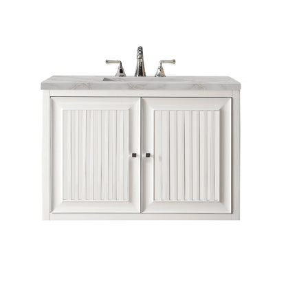 Renovate for Less Atlanta Athens 36" Single Vanity, Glossy White w/ 3 CM Victorian Silver Silestone Top, view 2